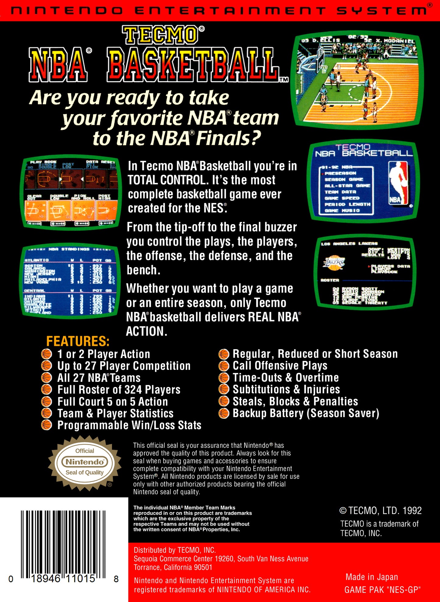Tecmo NBA Basketball (Nintendo NES)