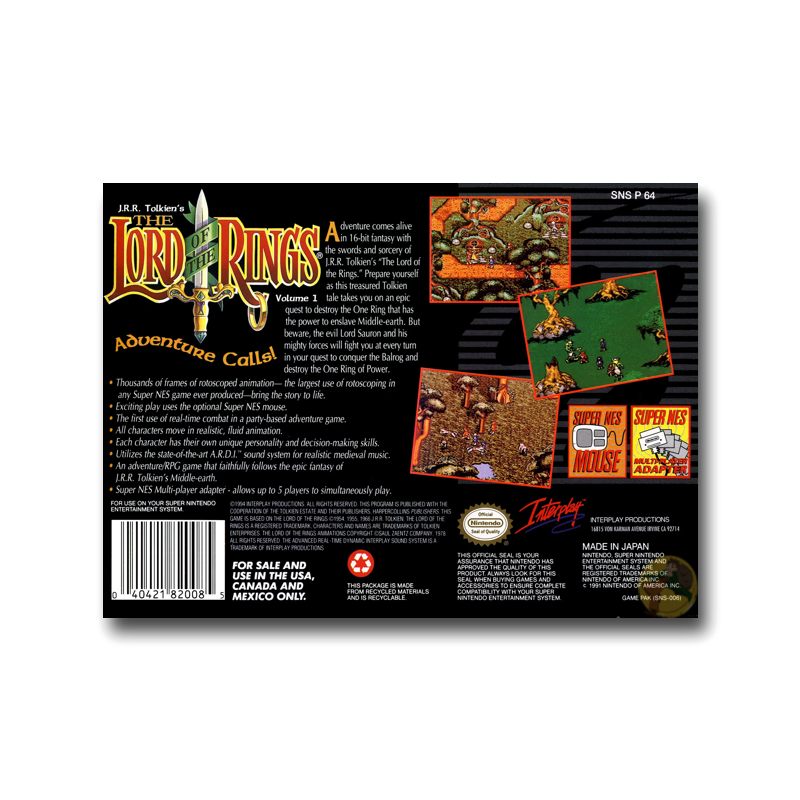 J.R.R. Tolkien's The Lord of the Rings: Volume 1 (Nintendo SNES)