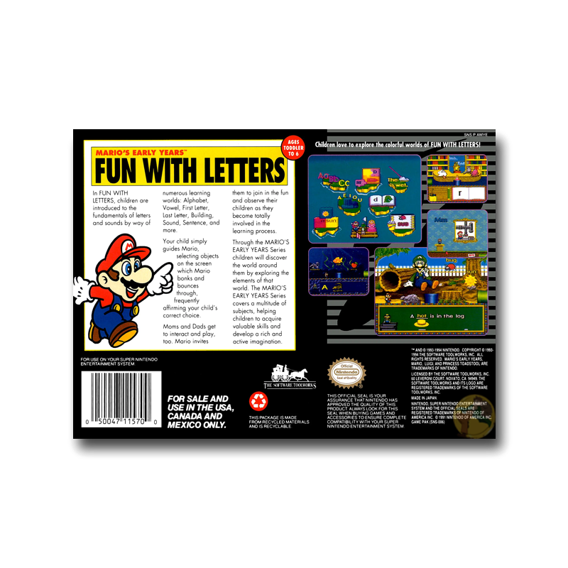 Mario's Early Years: Fun with Letters (Nintendo SNES)
