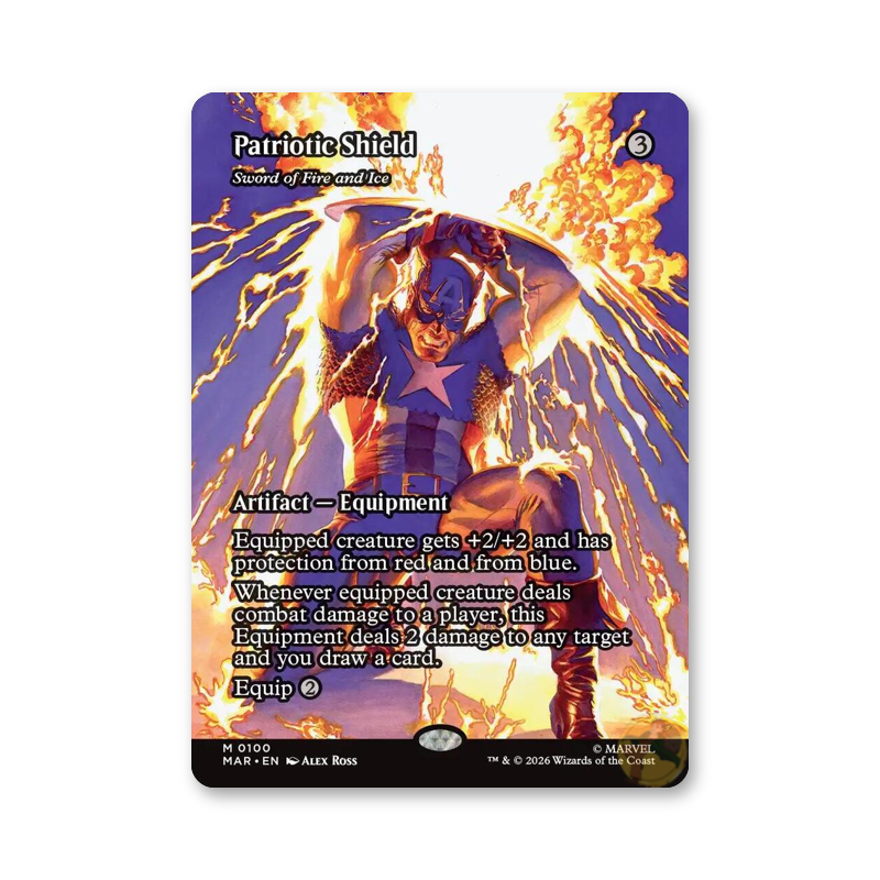 Patriotic Shield - Sword of Fire and Ice (Borderless) - 0100 (Marvel Universe Eternal-Legal)