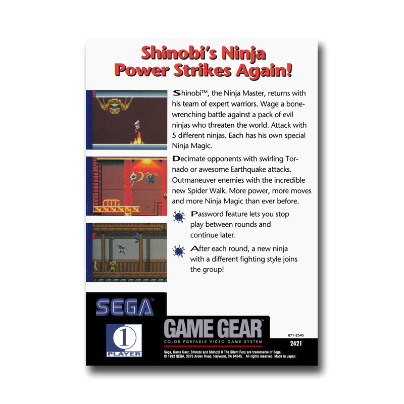 Shinobi II: The Silent Fury (Sega Game Gear)