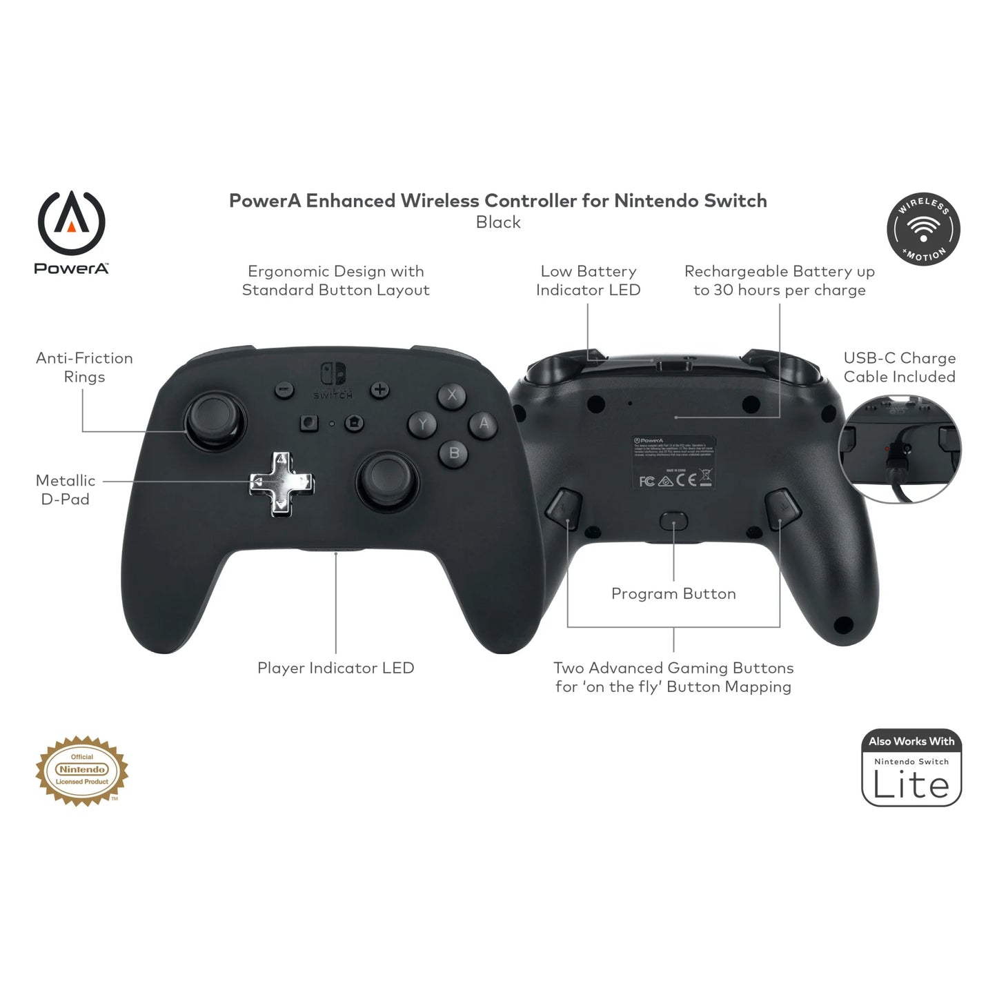 Nintendo Switch PowerA Enhanced Wireless Controller - Black