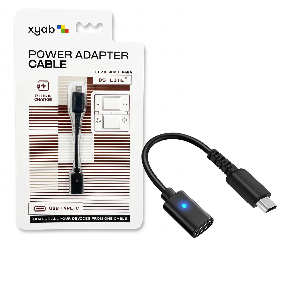 XYAB - Nintendo DS Lite to USB Type-C Power Adapter Cable