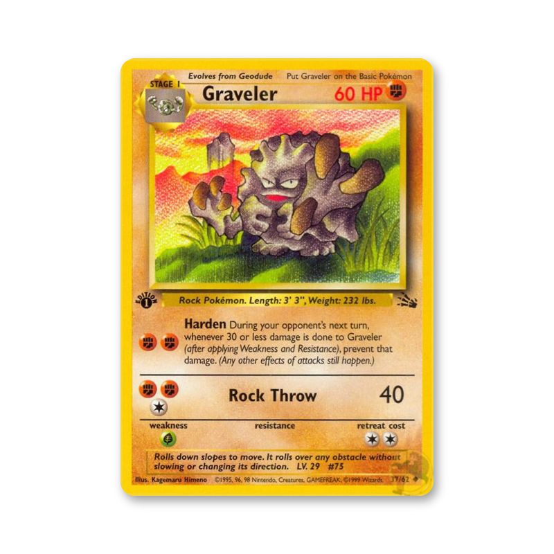 Graveler (First Edition) - 37/62 (Fossil)