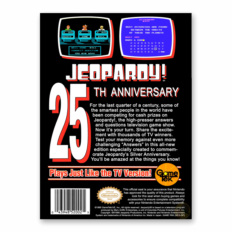 Jeopardy! 25th Anniversary Edition (Nintendo NES)