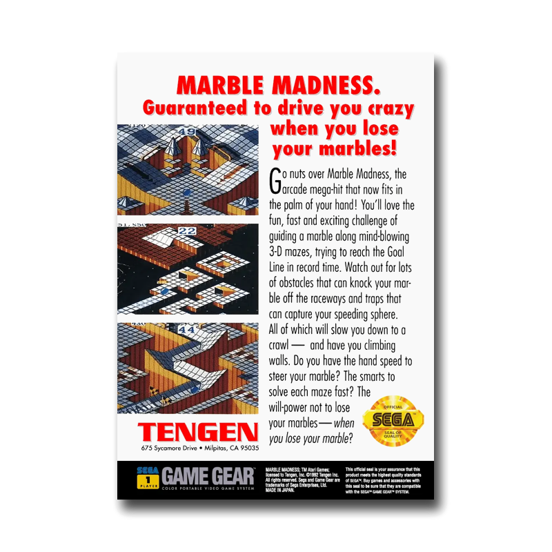 Marble Madness (Sega Game Gear)