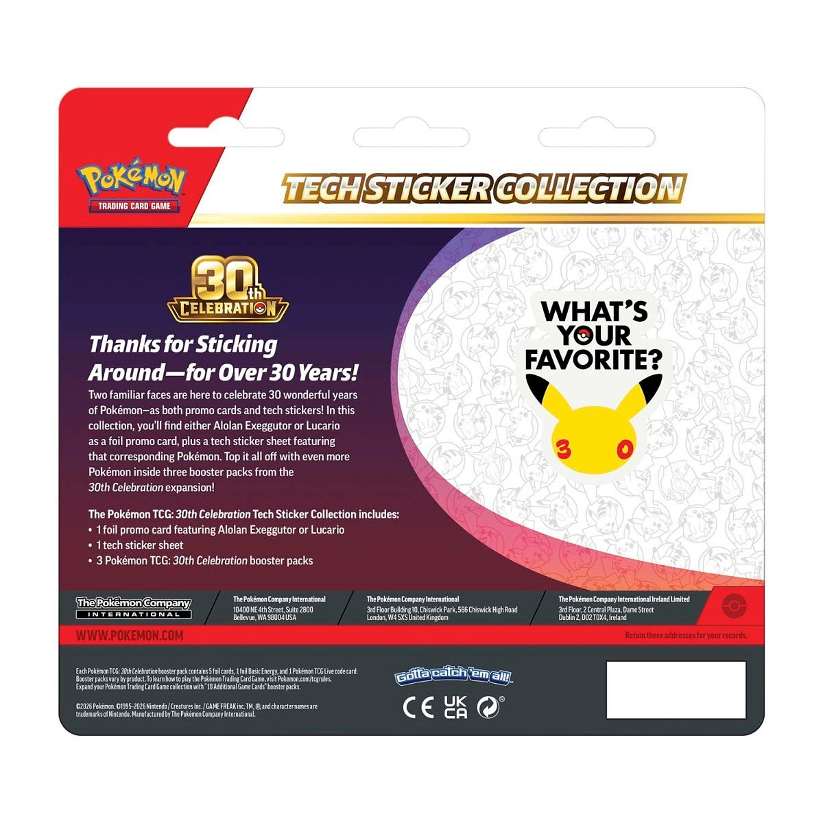 Pokemon TCG: Mega Evolution - 30th Celebration Tech Sticker Collection