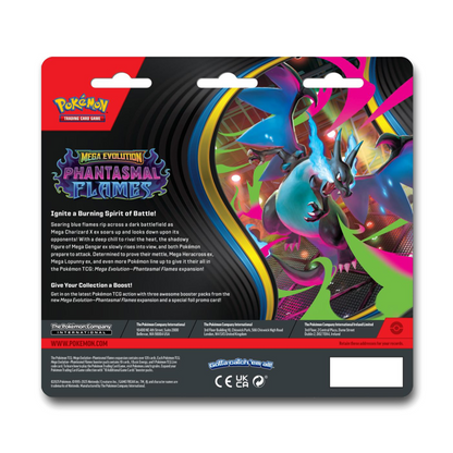 Pokémon TCG: Mega Evolution - Phantasmal Flames Three Booster Blister (Styles May Vary)