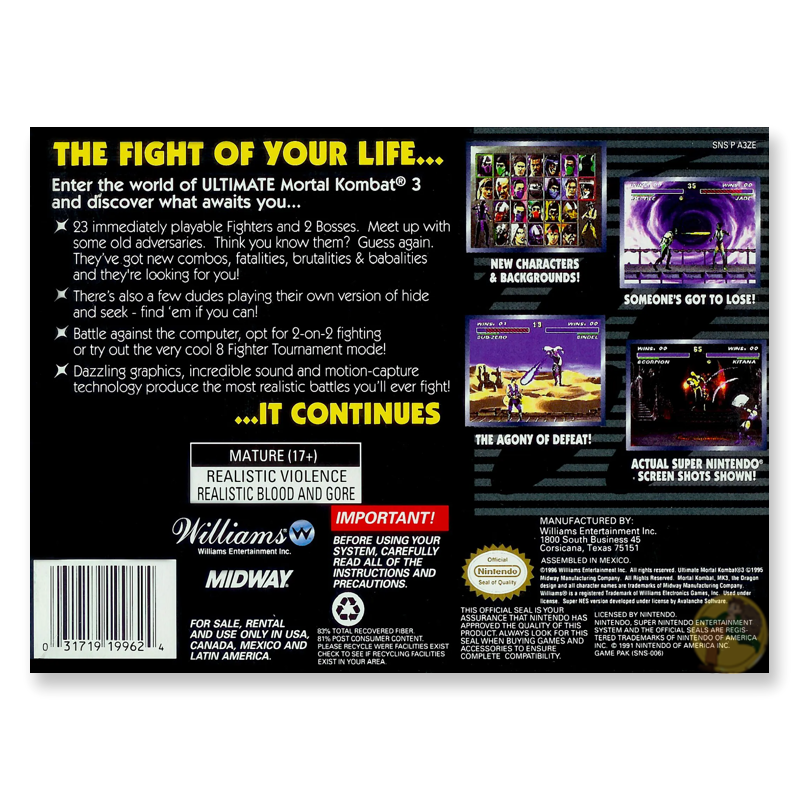 Ultimate Mortal Kombat 3 (Nintendo SNES)