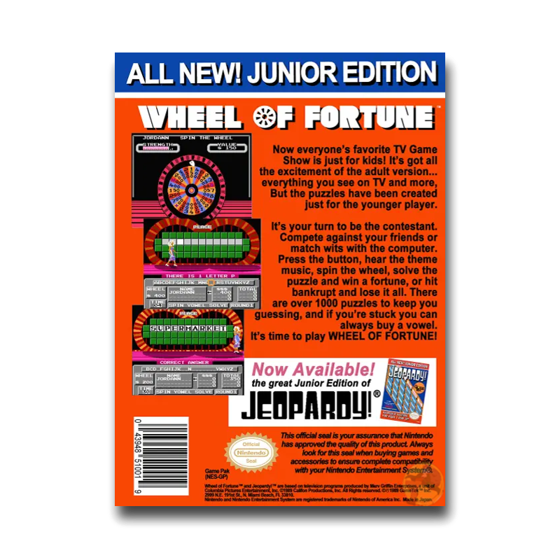 Wheel of Fortune: Junior Edition (Nintendo NES)