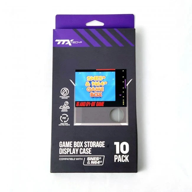 Game Box Storage Display Case for Nintendo 64 & Super Nintendo [10 Pack]